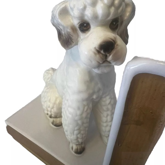 Vintage Lefton White Poodle Dog Bookends Ceramic Porcelain Mid-Century MCM Japan - Picture 10 of 16